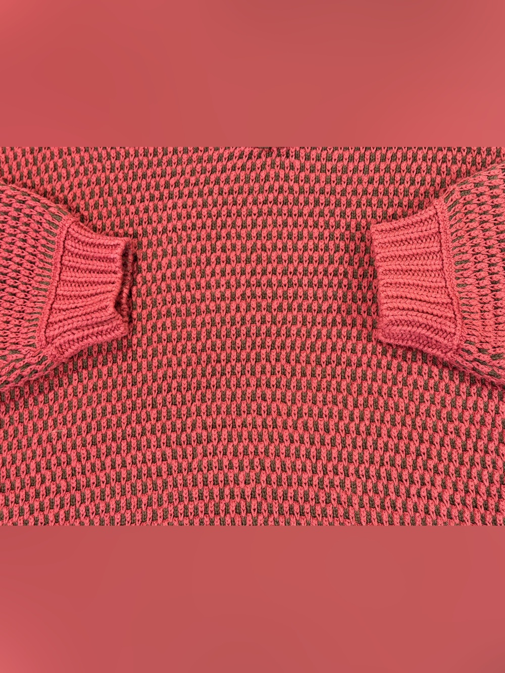 Free People Women's V-Neck Sweater in Red Berry & Brown, Size XS - Picture 4 of 13